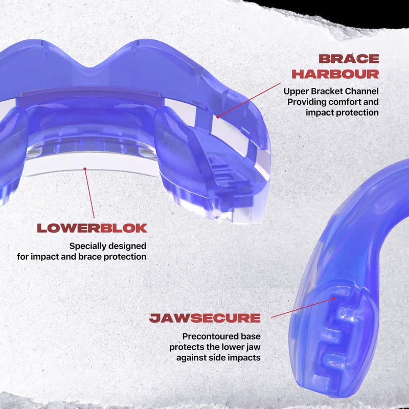 SafeJawz Mouthguard for Braces, One Size Re-Mouldable Mouth Guard with Case for Boxing, Basketball, Football, MMA, Lacrosse, Hockey and All Contact Sports (Ice Blue) - Image 3