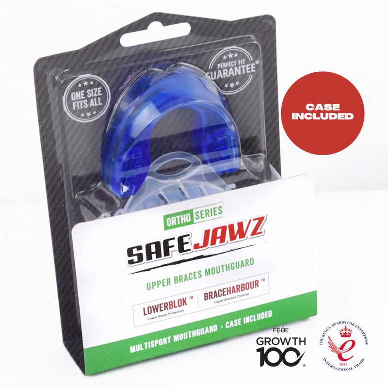 SafeJawz Mouthguard for Braces, One Size Re-Mouldable Mouth Guard with Case for Boxing, Basketball, Football, MMA, Lacrosse, Hockey and All Contact Sports (Ice Blue) - Image 5