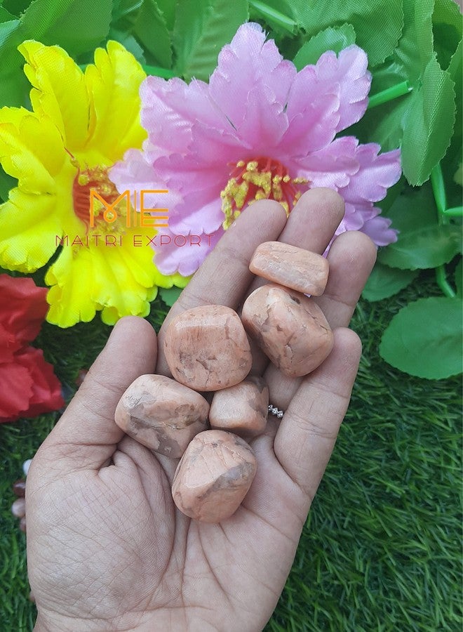 Maitri Export Natural Single Crystal Tumble Stones for Reiki Healing Crystal Tumbled Stones Raw Rough Gemstones Pebble Stones (Pack of 100 gm) (Red Moonstone) - Image 3