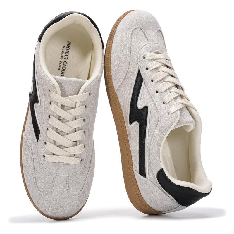 Project Cloud Fashion Sneakers for Women 2026 - Lace-Up Shoes Trendy Women Sneakers with Memory Foam Insole Women's Fashion Sneakers Non-Slip Womens Shoes (Irita, WHITMULT,5.5) Light Grey Multi - Image 1