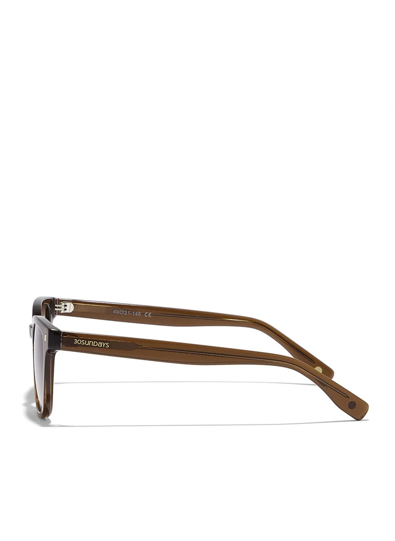 30 سندايز REEF Unisex Brown Sunglasses - Frame Material: Acetate - Lens Color: Brown- Frame Color: Brown - Full Rim