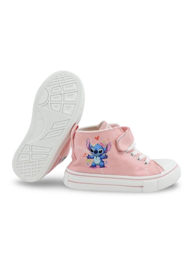 Girls Canvas Half Boots – Pink with Stitch Print - Image 3