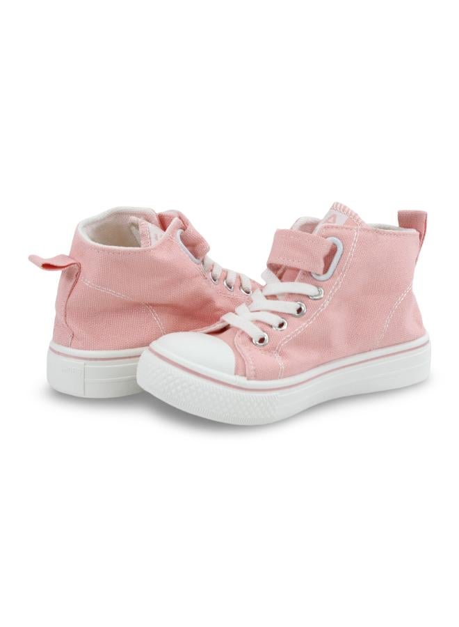 Girls Canvas Half Boots – Pink with Stitch Print - Image 2