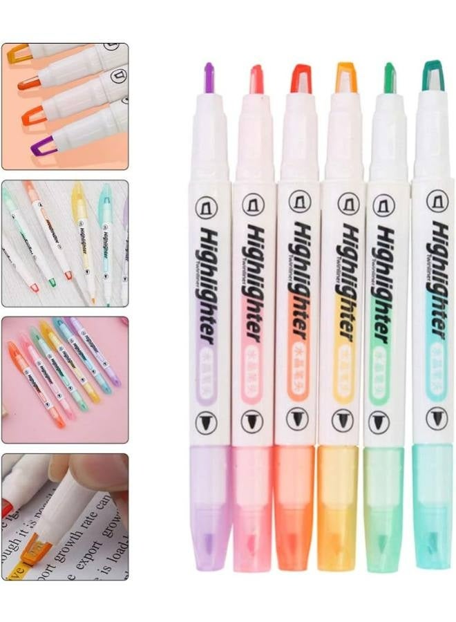 6pcs Double-Ended Luminous Highlighter Markers – Macaron Colors, See-Through Chisel & Fine Tip, Visible Window Design for Precise Highlighting, Quick-Dry, Water-Based, Perfect for Journaling & School Supplies - Image 2