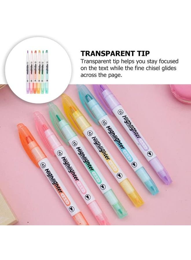 6pcs Double-Ended Luminous Highlighter Markers – Macaron Colors, See-Through Chisel & Fine Tip, Visible Window Design for Precise Highlighting, Quick-Dry, Water-Based, Perfect for Journaling & School Supplies - Image 4