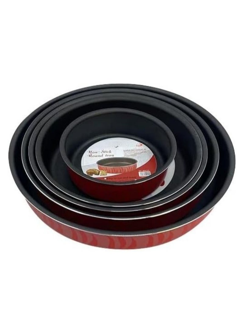 ABJ - Round Oven Baking Tray Set of 5 for Bread, Cake, Pizza - Premium Thickness & Non-Stick Coating - 38CM, 34CM, 30CM, 28CM, 20CM - Image 1