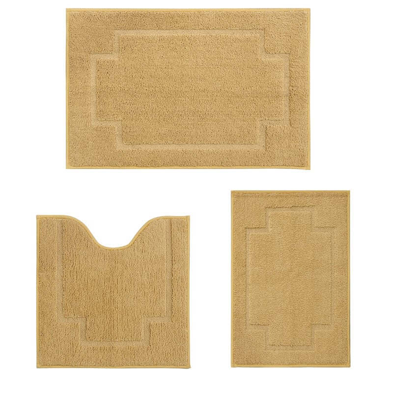CNNJ Bath Rugs Set 3 Pieces Bathroom Mat Soft Absorbent Plush Shaggy Soft Floor Non Slip Shower Bath Tub Machine Washable Honey Gold