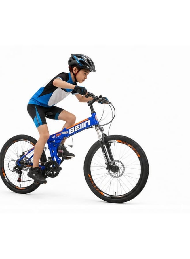 BEINA Foldable Mountain Bike for Adults and Teens - 26-Inch Dual Suspension Folding Bicycle, Multi-Speed Gear System, Dual Disc Brakes, High-Carbon Steel Frame, Shock Absorbing Off-Road Outdoor Sports Cycling Bike - Image 5