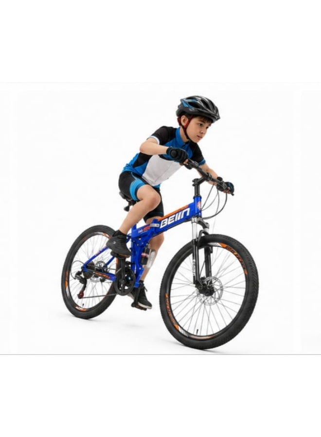 BEINA Foldable Mountain Bike for Adults and Teens - 26-Inch Dual Suspension Folding Bicycle, Multi-Speed Gear System, Dual Disc Brakes, High-Carbon Steel Frame, Shock Absorbing Off-Road Outdoor Sports Cycling Bike - Image 3