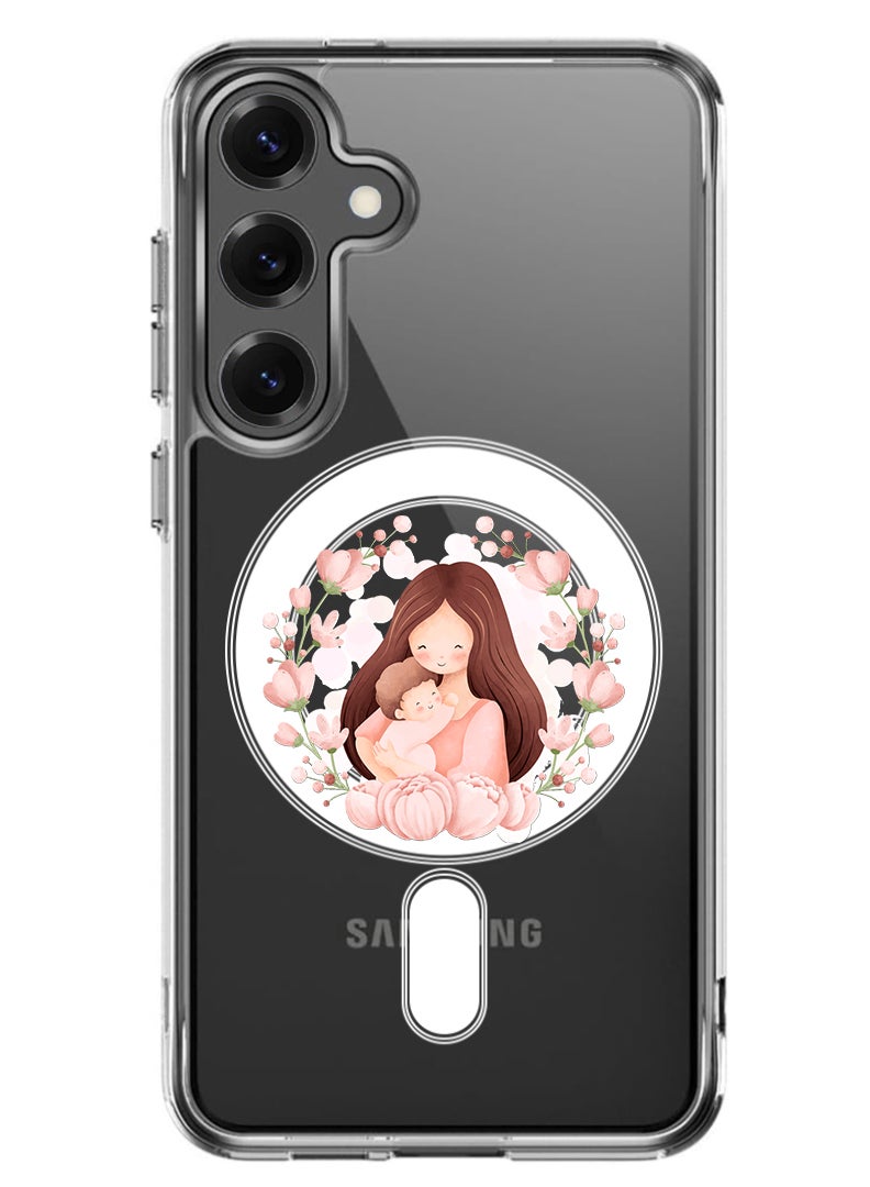 Theodor Magnetic Case for Samsung Galaxy S25 Plus 6.7-inch Compatible with MagSafe Wireless Charging, Shockproof Phone Bumper Cover Mothers love - Image 1