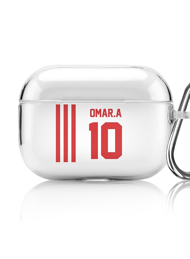 Stylizedd Classic Clear printed Case for Apple AirPods Pro 2nd Generation Thin Transparent Cover [Designed for Apple AirPods Pro 2nd Generation] - Football Team - UAE, Player Name - Omar.A - Image 1