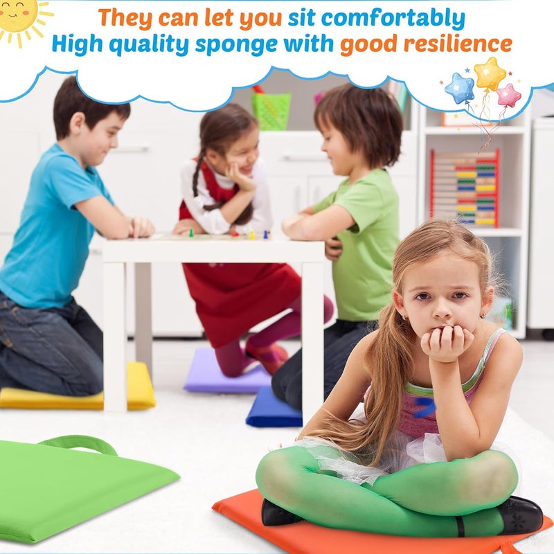 Suzile 12 Pcs 12'' Square Floor Cushions for Kids Classroom Flexible Floor Seating Elementary with Handles Classroom Carpet Cushions for Adults Toddlers Daycare Preschool School(Bright Color) - Image 5