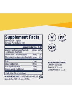 Vimergy Vimergy Micro-C ®, Trial Size - 90 Servings - 500mg All-Natural Buffered Vitamin C Capsules with Rose HIPS, Rutin, Grape Seed & Acerola Fruit Extract - Supports a Healthy Immune System & Skin Health  - Image 4