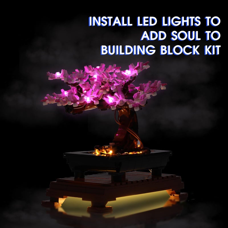 Vaodest LED Light for Lego Bonsai Cherry Blossom Tree 10281 Model,Design and Configuration Compatible with Model 10281 (LED Light Only, Not Building Block Kit) (Pink) - Image 3