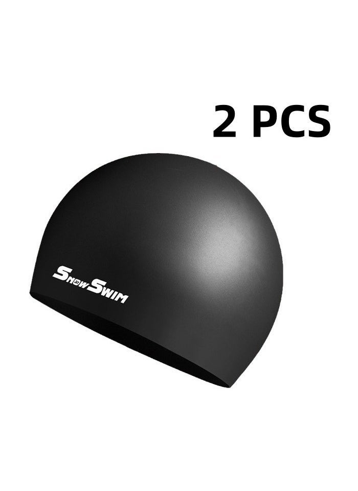SS Silicone Swimming Cap for Adult Men Women Long Hair Protecting Ears and Hair from Chlorine, Bacteria, Sand in the Water Odorless and Skin Friendly 2 PCS  - Image 1