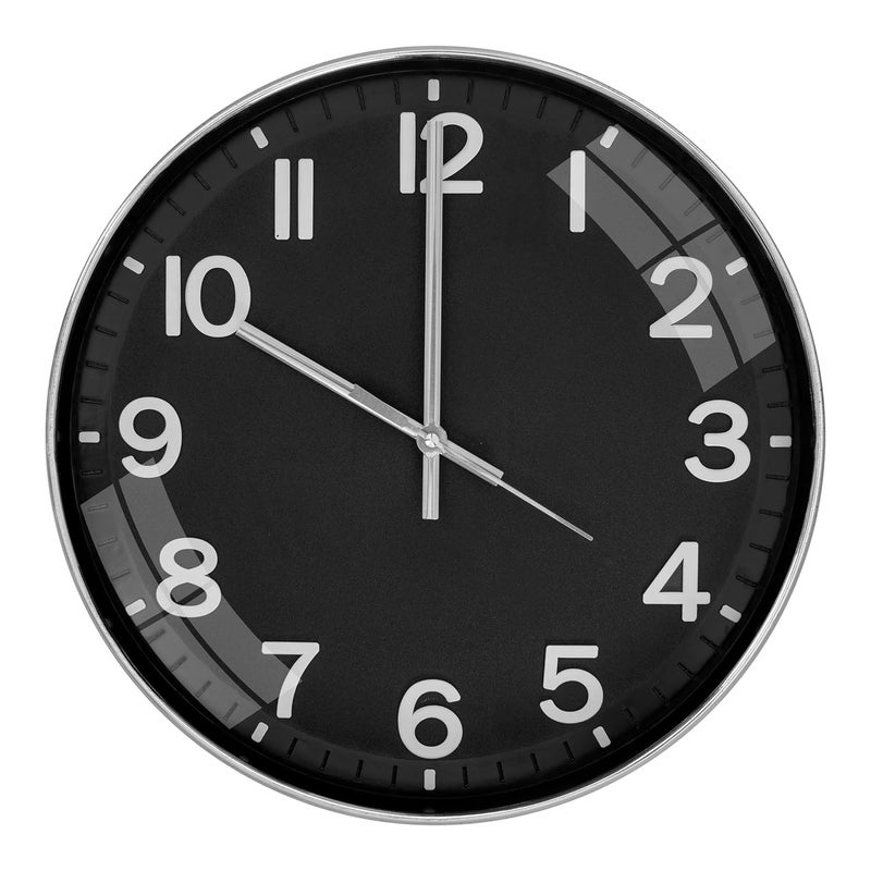 TEKCOOL Digital Wall Clock 12" Silent Quartz Decorative Latest Non-Ticking Classic Clock Battery Operated Round Easy to Read for Room/Home/Kitchen/Bedroom/Office/School (Black Silver). - Image 1