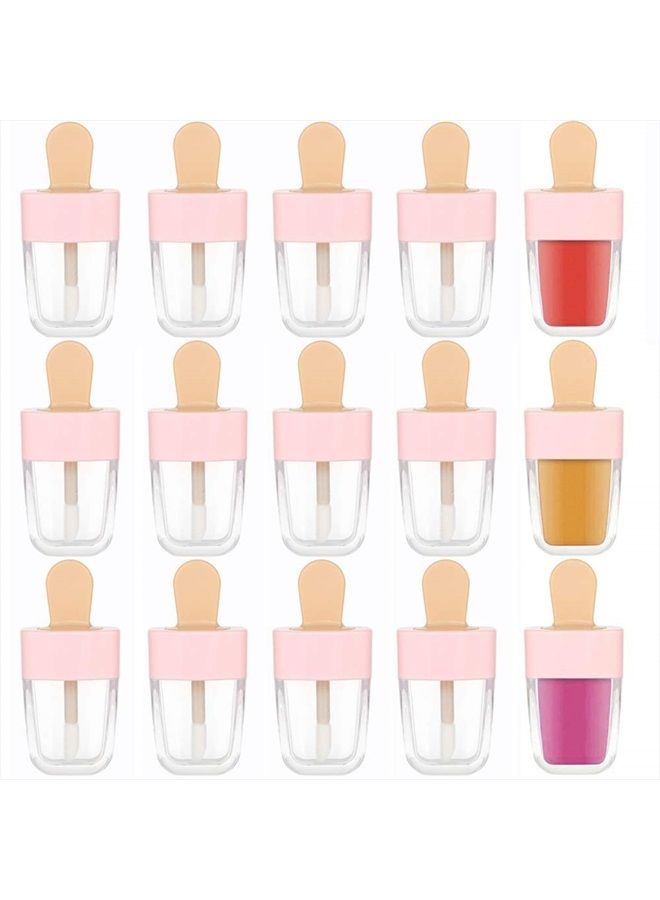 RONRONS 15 Pack Pink Ice-cream Shaped Empty Lip Gloss Tube Lip Balm Container DIY Cosmetic Sample Bottle - Image 1