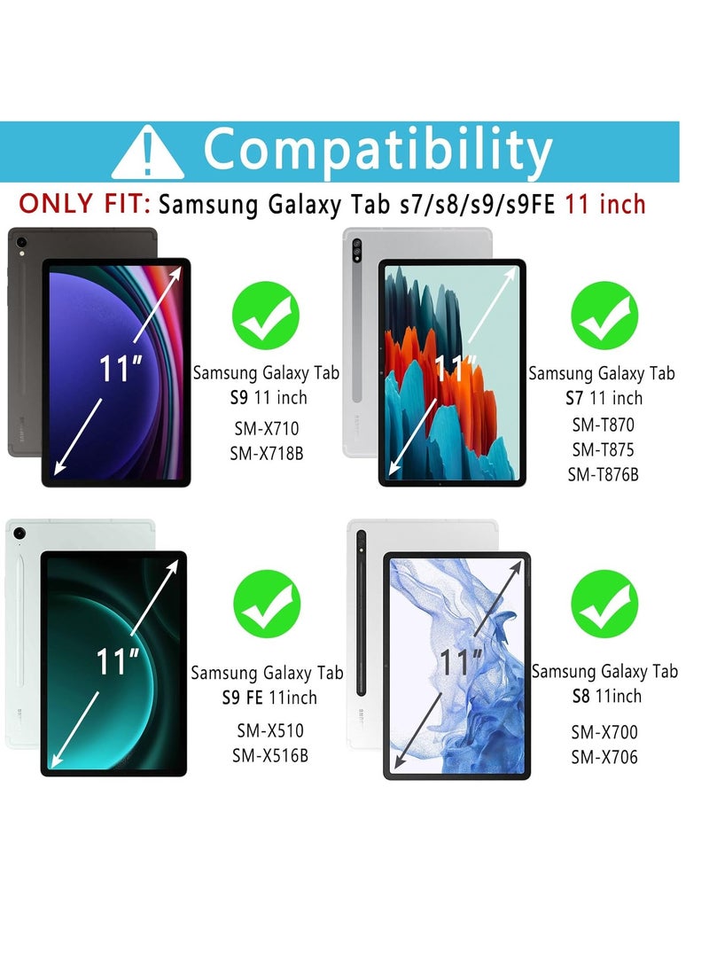 حافظة مع لوحة مفاتيح لجهاز Samsung Galaxy Tab S7 S8 S9 S9FE مقاس 11 بوصة، حافظة مغناطيسية بلوحة مفاتيح قابلة للفصل بإضاءة خلفية بألوان قوس قزح 7 مع فتحة قلم لجهاز Samsung Tablet S7 S8 S9 S9FE - أسود - Image 2