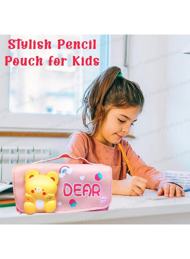 فنبلاست حافظة أقلام من فن بلاست مصنوعة من أسيتات فينيل الإيثيلين (إيفا) بتصميم كرتوني، حافظة إيفا ثلاثية الأبعاد، سحاب متعدد الأغراض للأطفال، أقلام وحقائب مدرسية، للبنات، صندوق تخزين أدوات مكتبية كاواي (خوخي) - متعدد الألوان - Image 4