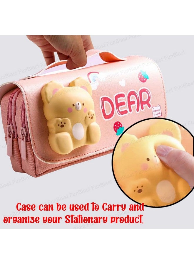 فنبلاست حافظة أقلام من فن بلاست مصنوعة من أسيتات فينيل الإيثيلين (إيفا) بتصميم كرتوني، حافظة إيفا ثلاثية الأبعاد، سحاب متعدد الأغراض للأطفال، أقلام وحقائب مدرسية، للبنات، صندوق تخزين أدوات مكتبية كاواي (خوخي) - متعدد الألوان - Image 5