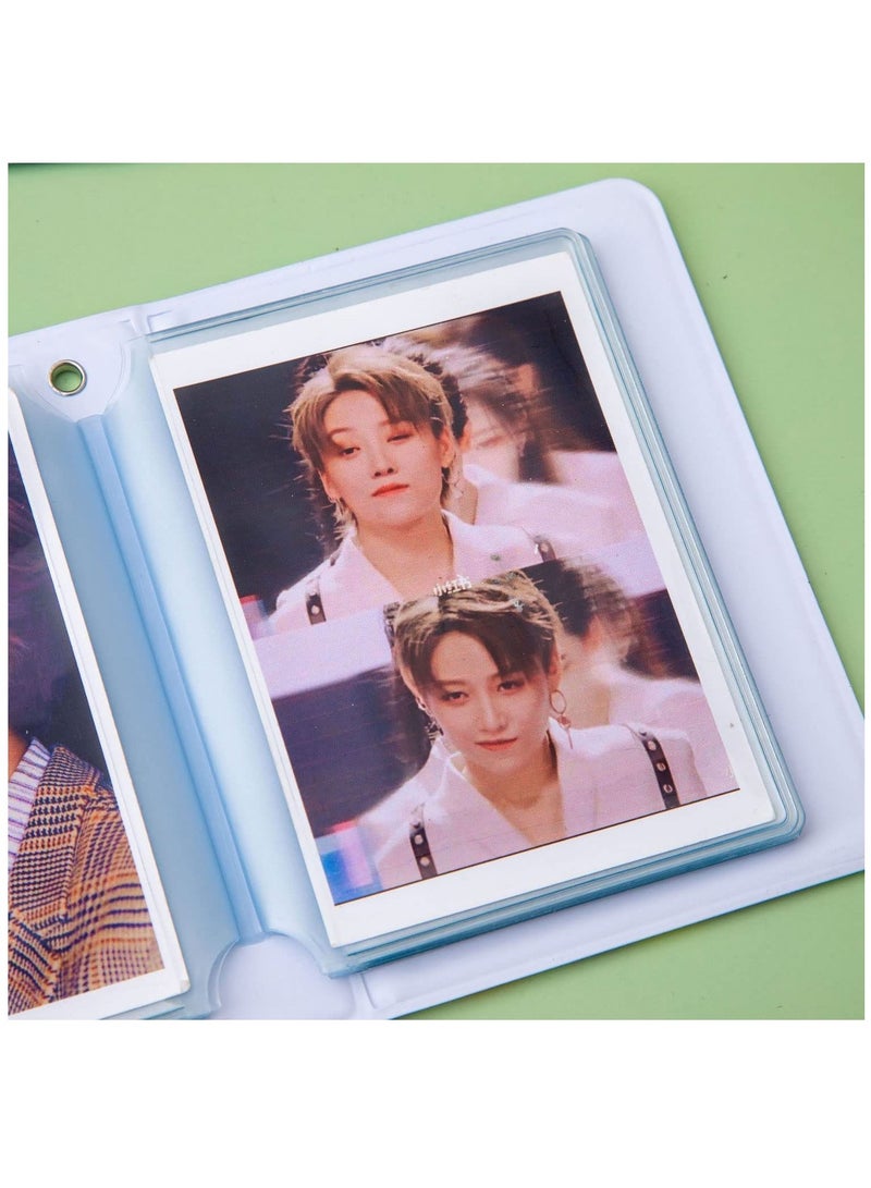 3-Inch Mini Heart-Shaped Photo Album with 40 Pockets - Kpop Card Holder for Photos, IDs & Business Cards - Blue  - Image 3