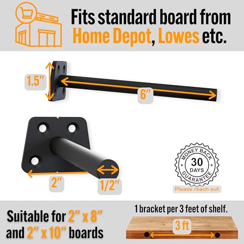 EVALD Hidden Floating Shelf Bracket | 6-Inch Heavy Duty Blind Shelf Support | Kitchen & Fireplace Mantel Bracket | Invisible Wall Mount Bracket 4 Pack - Image 3