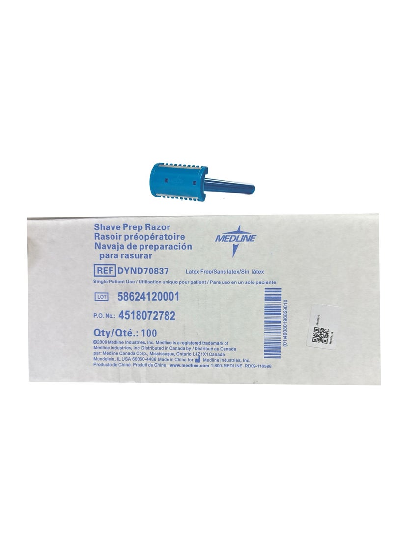 Medline شفرة حلاقة مزدوجة الجوانب، تحضير للحلاقة، غير معقمة، زرقاء (عبوة من 100) - Image 2