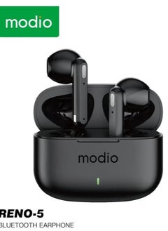 Reno 5 True Wireless Earbuds – Bluetooth 5.3 Earphones with Premium Sound Quality, 24-Hour Battery Life with Charging Case, Touch Controls, Comfortable Fit, and Noise Isolation – Ideal for Android & iOS, Music, Gaming & Calls – Black