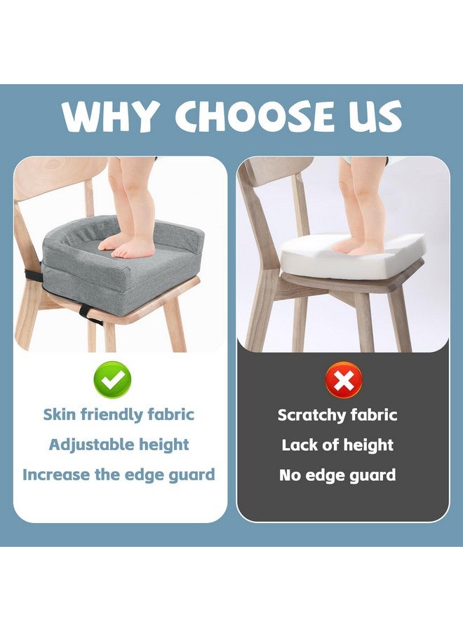 ROYALAY Toddler Booster Seat for Dining Table, Adjustable Height Booster Seat Pad for Kids Chair, 5.3inch Portable Booster Cushion with Straps, Travel Booster Seats for Baby Child Boys Girls(Grey) - Image 4