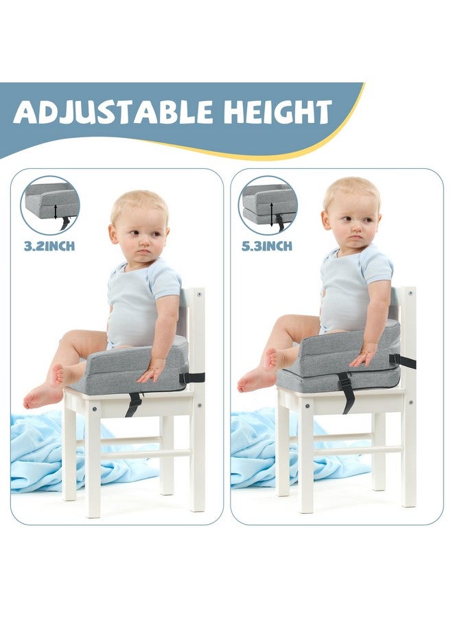 ROYALAY Toddler Booster Seat for Dining Table, Adjustable Height Booster Seat Pad for Kids Chair, 5.3inch Portable Booster Cushion with Straps, Travel Booster Seats for Baby Child Boys Girls(Grey) - Image 1