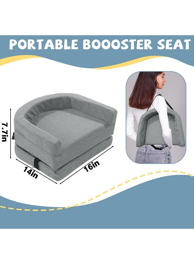 ROYALAY Toddler Booster Seat for Dining Table, Adjustable Height Booster Seat Pad for Kids Chair, 5.3inch Portable Booster Cushion with Straps, Travel Booster Seats for Baby Child Boys Girls(Grey) - Image 2