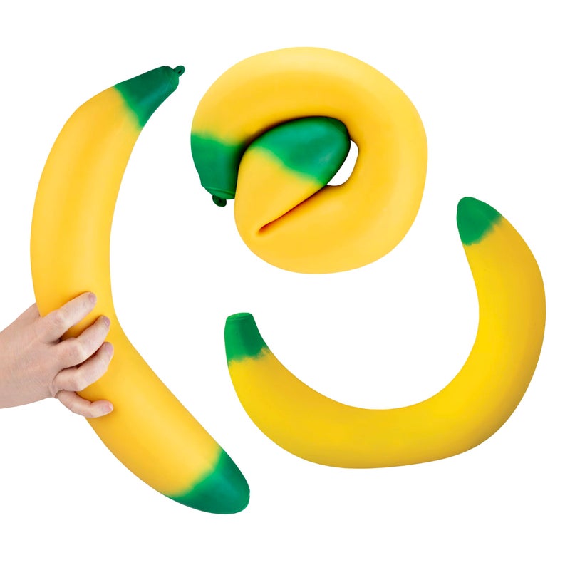 The Orb Factory ORB Easy Sqweezy Giant Stretchy Banana - Stretches Up to 6 Feet Long - Huge Jumbo Sized Squishy Fruit Toy, Perfect to Squeeze for Stress Relief - Fun Sensory / Fidget Novelty Toy for Kids and Adults - Image 1