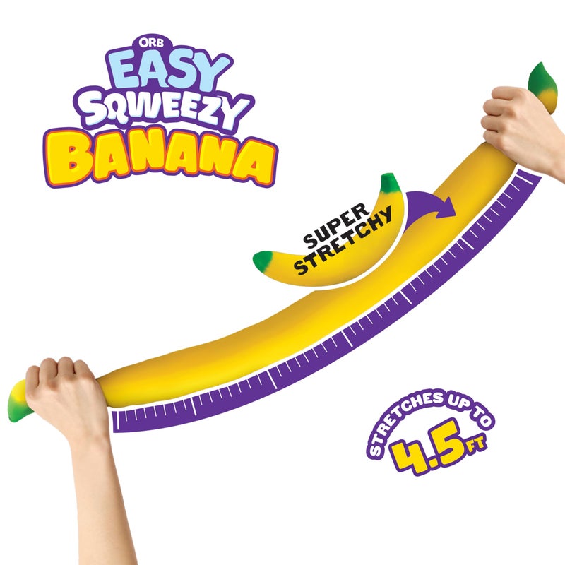 The Orb Factory ORB Easy Sqweezy Giant Stretchy Banana - Stretches Up to 6 Feet Long - Huge Jumbo Sized Squishy Fruit Toy, Perfect to Squeeze for Stress Relief - Fun Sensory / Fidget Novelty Toy for Kids and Adults - Image 2