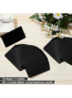 Patelai Blank Metal Business Cards Thickness 0.8 Mm Metal Cards Laser Engraving Cards For House Office Customer Diy Gift Plate Cards 86 X 54 Mm Black(50 Pcs)  - Image 3