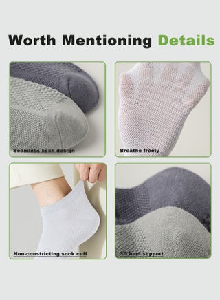 Men's Breathable Mesh Cotton Ankle Socks - 5 Pairs, Lightweight and Comfortable for Spring, Summer, and Fall - view 5