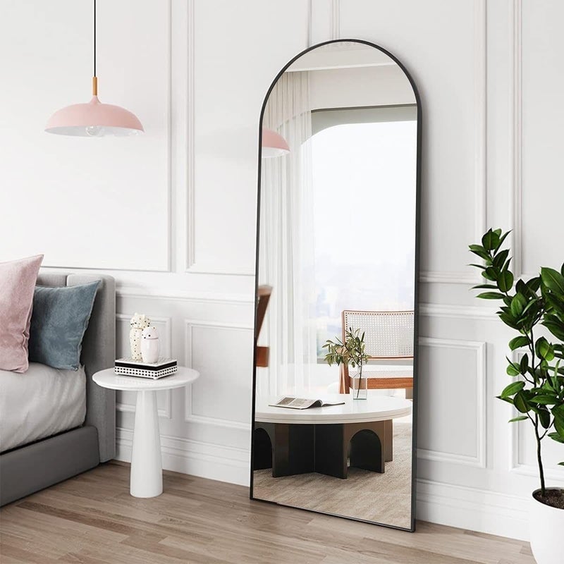 LION HOME Full Length Mirror 170 x 60 cm - Black Frame Slanted Mirror for Wall, Floor, Bedroom, Corridor or Home Gym - Shatterproof - Image 3
