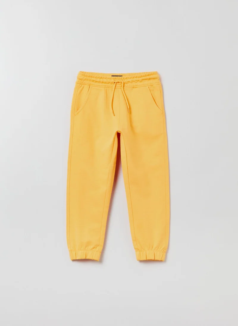 او في اس Plush joggers with drawstring