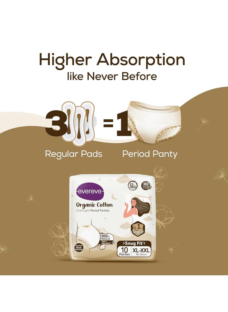 Evereve Organic Cotton Period Panty for Girls & Women, (XL-XXL), 10 Pcs, 360 Degree Overnight Coverage, 100% Natural Comfort, High Absorbency for Heavy Flow, Maternity Postpartum Disposable Panty - Image 5