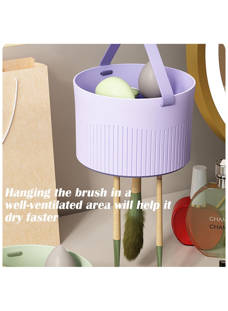 SYOSI Makeup Brush Cleaner and Storage, 3 in 1 Silicone Makeup Brush Cleaning Tool Organizer, with Cleaner Bowl and Brush Drying Holder, for Makeup Brushes, Sponges, Powder Puffs for Storage & Air Dry - Image 2