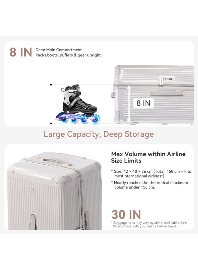 LIGHTGO 7672 Beige large size suitcase PC Suitcase Trunk case check in luggage 30 inch with TSA travel case YKK zipper - Image 4