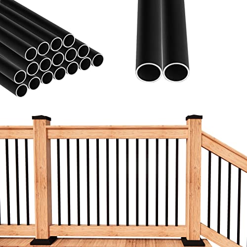 Senmit 26" x 3/4 Aluminum Deck Balusters- Indoor Outdoor Metal Deck Railing Sprindles - Hollow Round Stair Spindles for Deck Porch - Matte Black Coated 100 Pack - Image 1