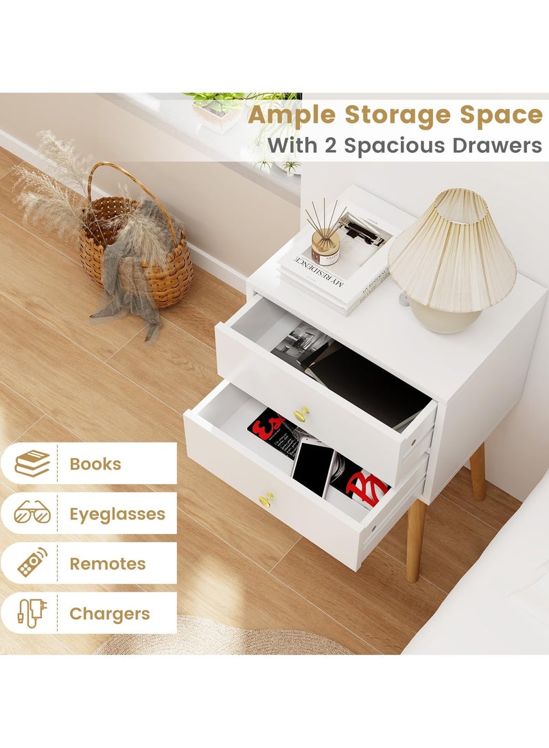 VUCATIN Bedroom Storage Lockers Small 2-Drawer Bedside Tables Bedside Storage Racks Bedside Storage Cabinets Night Stand for Small Spaces Modern End Side Table for Bedroom Living Room (Double Layer White + Double Drawer) - Image 2