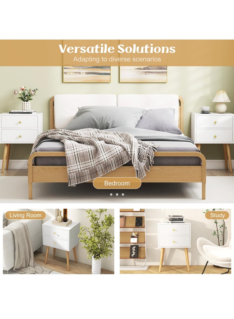 VUCATIN Bedroom Storage Lockers Small 2-Drawer Bedside Tables Bedside Storage Racks Bedside Storage Cabinets Night Stand for Small Spaces Modern End Side Table for Bedroom Living Room (Double Layer White + Double Drawer) - Image 4