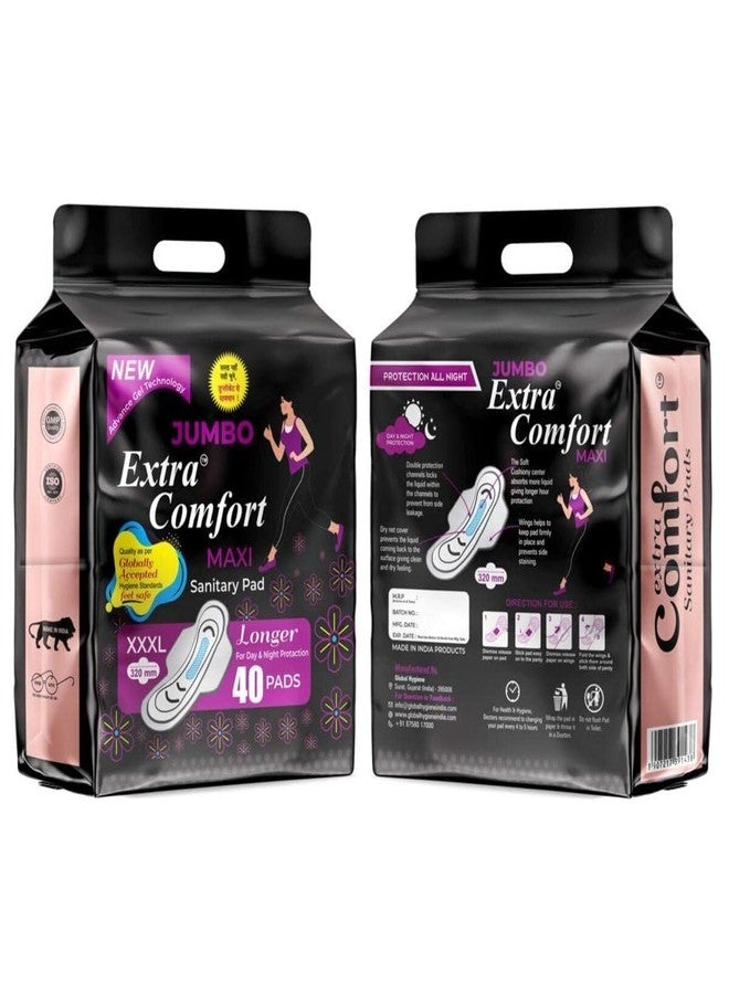 KSHIV Jumbo Extra Comfort Maxi |Soft Thin Dry Cottony Sanitary Napkin Pad With Wing For Women,Girl Jumbo| Xxxl(320Mm)|New Advance Gel Technology(Xxxl,Pack Of 40 X 2= 80 Pads)(80 Pcs Pack Of 2) - Image 1