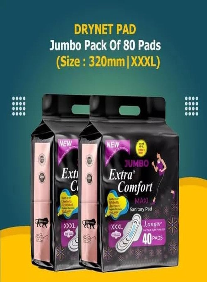 KSHIV Jumbo Extra Comfort Maxi |Soft Thin Dry Cottony Sanitary Napkin Pad With Wing For Women,Girl Jumbo| Xxxl(320Mm)|New Advance Gel Technology(Xxxl,Pack Of 40 X 2= 80 Pads)(80 Pcs Pack Of 2) - Image 5