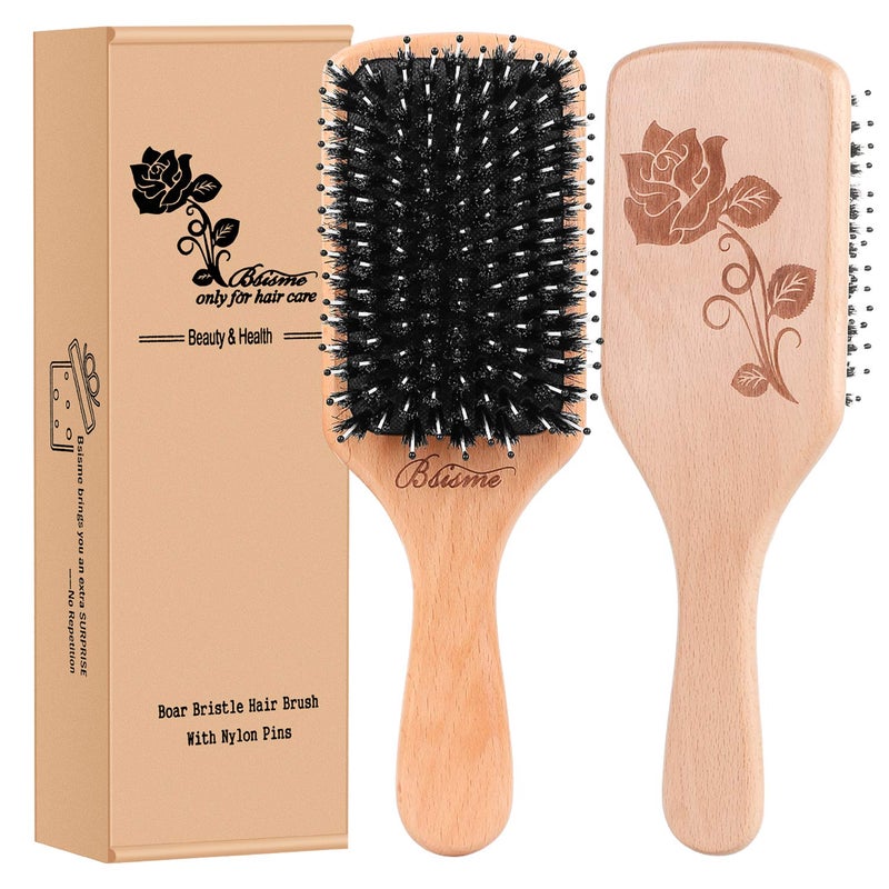 Hair Brush Boar Bristle Hair Brushes for Women Curly Hair Best Paddle Detangling Brush Detangler for Girls KidsSmooth Hair Add Shine