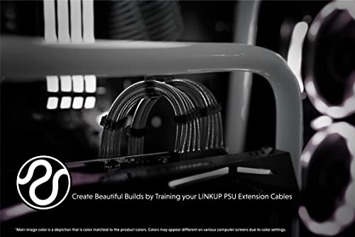 LINKUP - AVA 50cm EPS 4 Pin CPU ATX Motherboard PSU Power Supply Braided Sleeved Custom Mod PC Extension Cable w/Combs | Strong & Stiff Design | Single Pack | 500mm - Black - Image 4