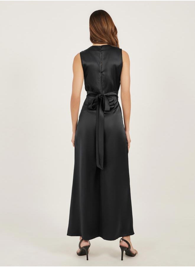 Styli Satin Sleeveless Wide Leg Jumpsuit  - Image 4