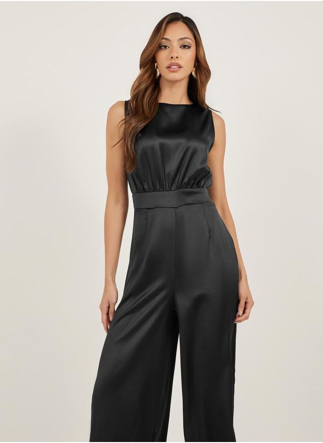 Styli Satin Sleeveless Wide Leg Jumpsuit  - Image 2