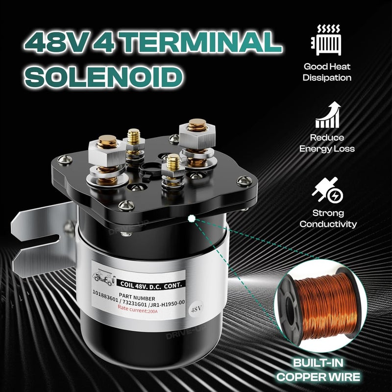 Drive-up 48 Volt 4 Terminal Solenoid for Club Car 101883601, EZGO 73231G01, Yamaha JR1-H1950-00 - Image 2